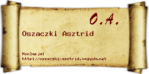 Oszaczki Asztrid névjegykártya